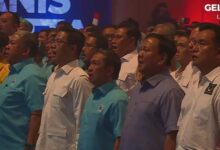 Prabowo hadiri deklarasi dukungan dari Partai Gelora. (Screenshot YouTube Gelora)